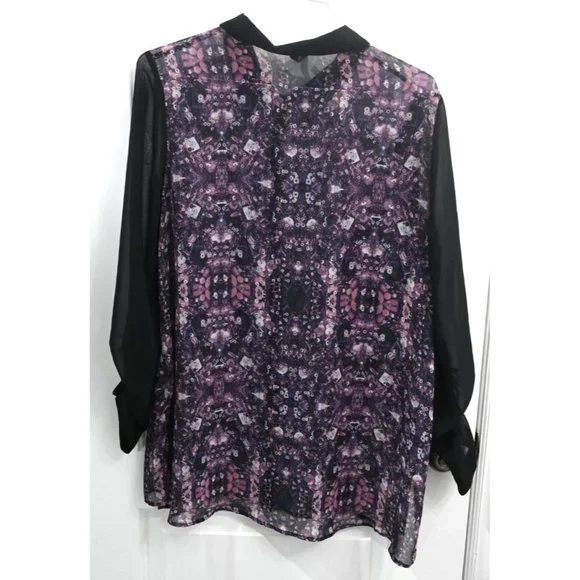 Maurices Womens Long Sleeve Long Blouse with Sheet Material Size 2 - Picture 2 of 2